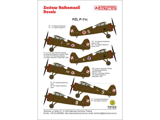 TCH72123 PZL P.11c decals