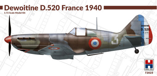 H2K72025 Dewoitine D.520 France 1940 ex-Hasegawa!