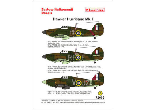 TCH72006 Hawker Hurricane Mk I decals