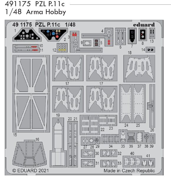 AM48160 PZL P.11c - Detail Set 1/48 - for Arma Hobby kit