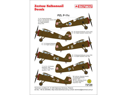 TCH72120  PZL P.11c decals