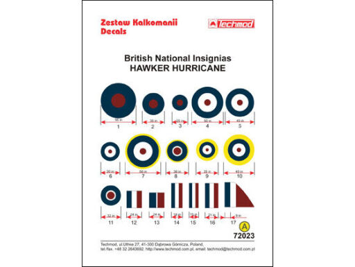 TCH72023 British National Insignias - Hawker Hurricane decals