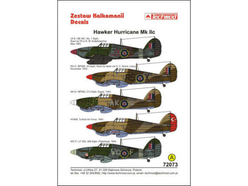 TCH72073 Hawker Hurricane IIc decals